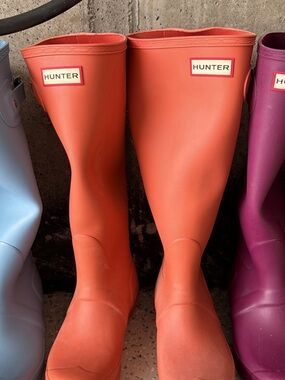 Hunter Orange Tall Rain Boots